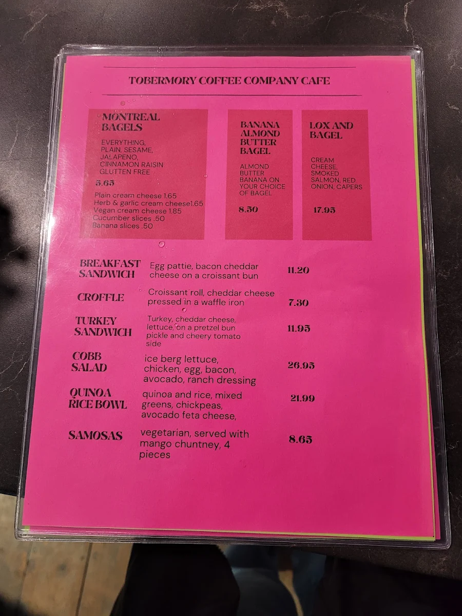 Menu, Tobermory Coffee Company Cafe