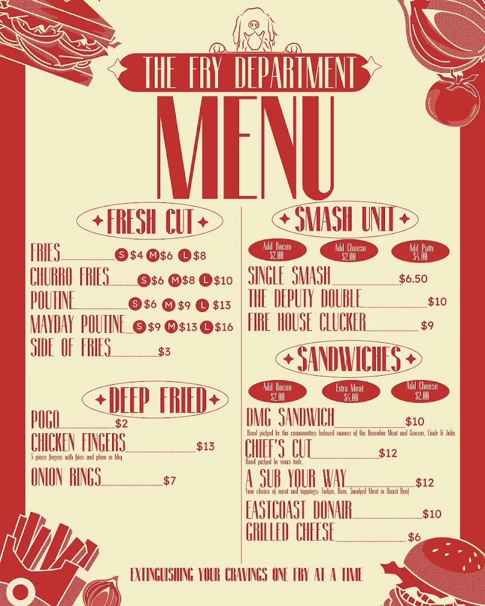Menu, The Fry Department