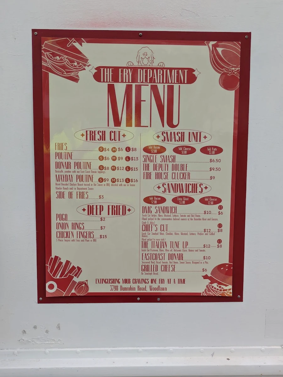 Menu, The Fry Department