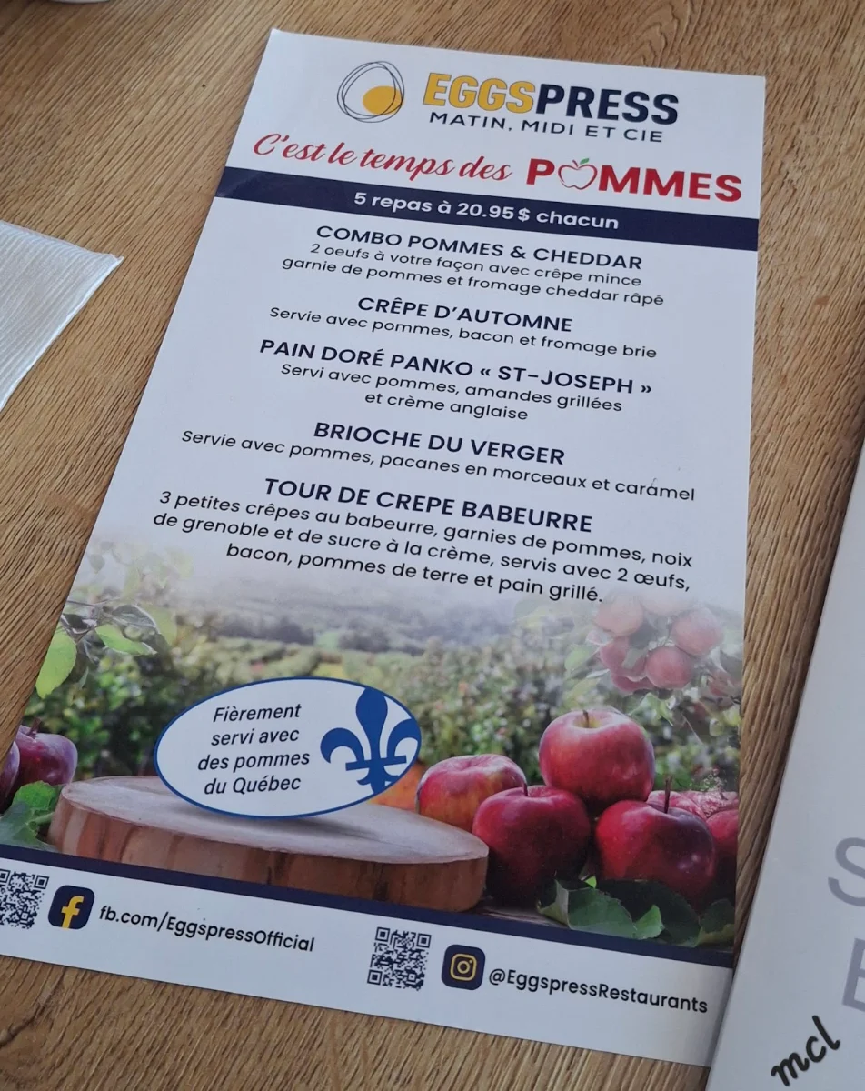 Menu, Eggspress