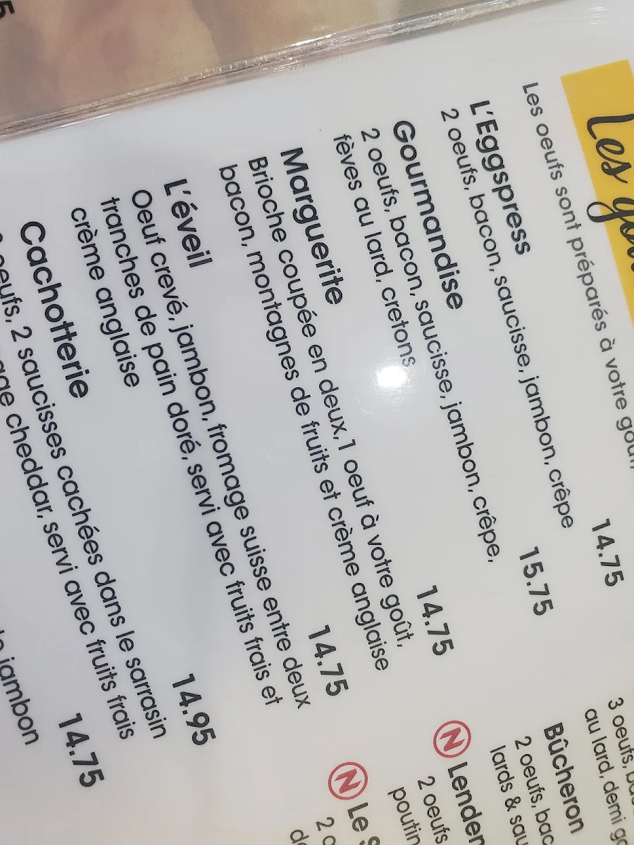 Menu, Eggspress