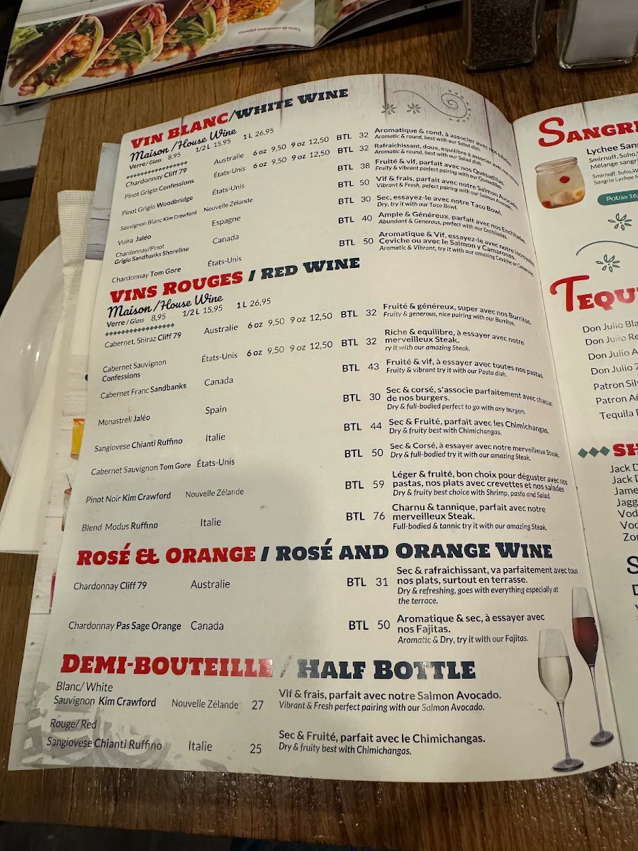 Menu, 3 Amigos (Brossard)