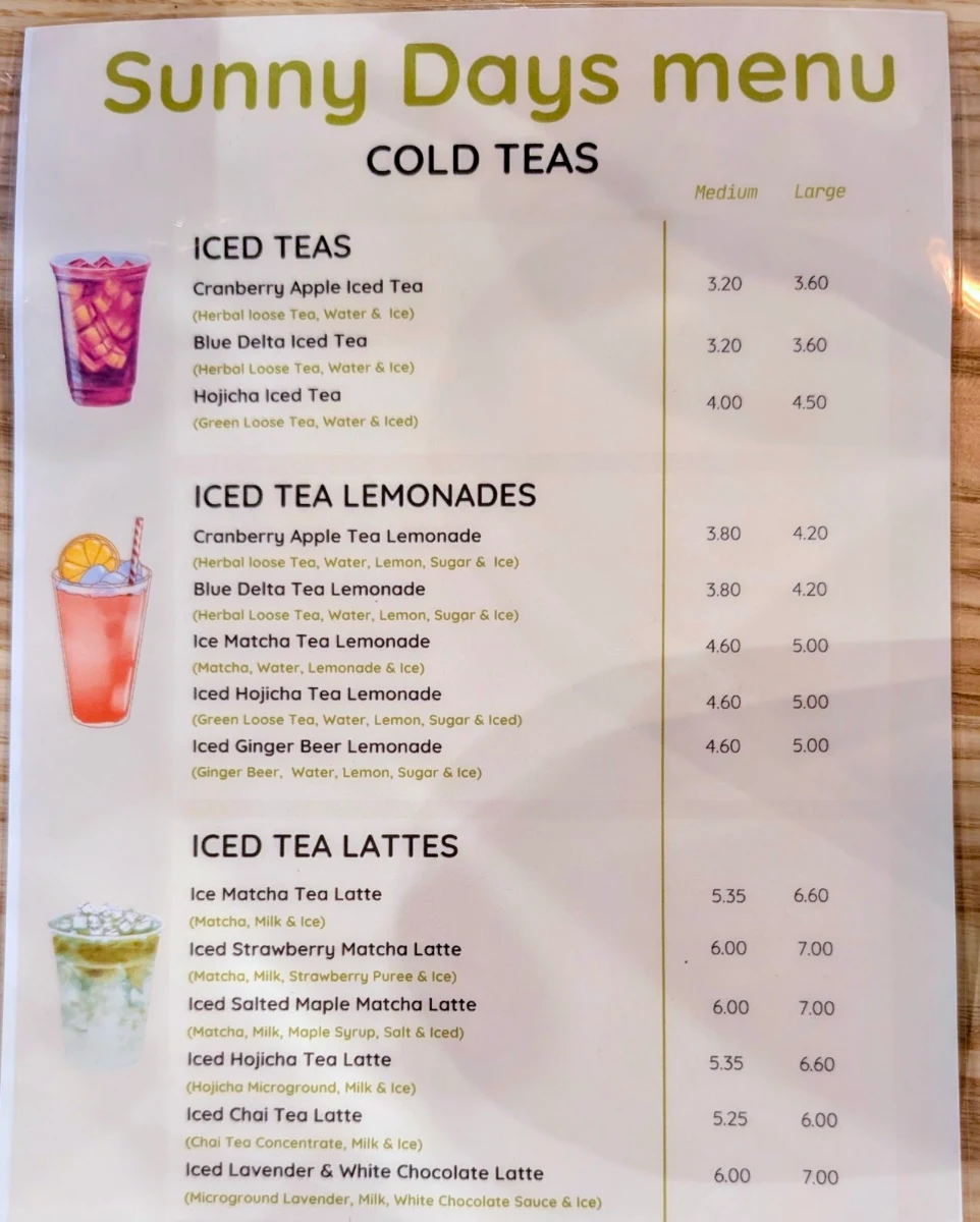 Menu, Birds & Beans Cafe
