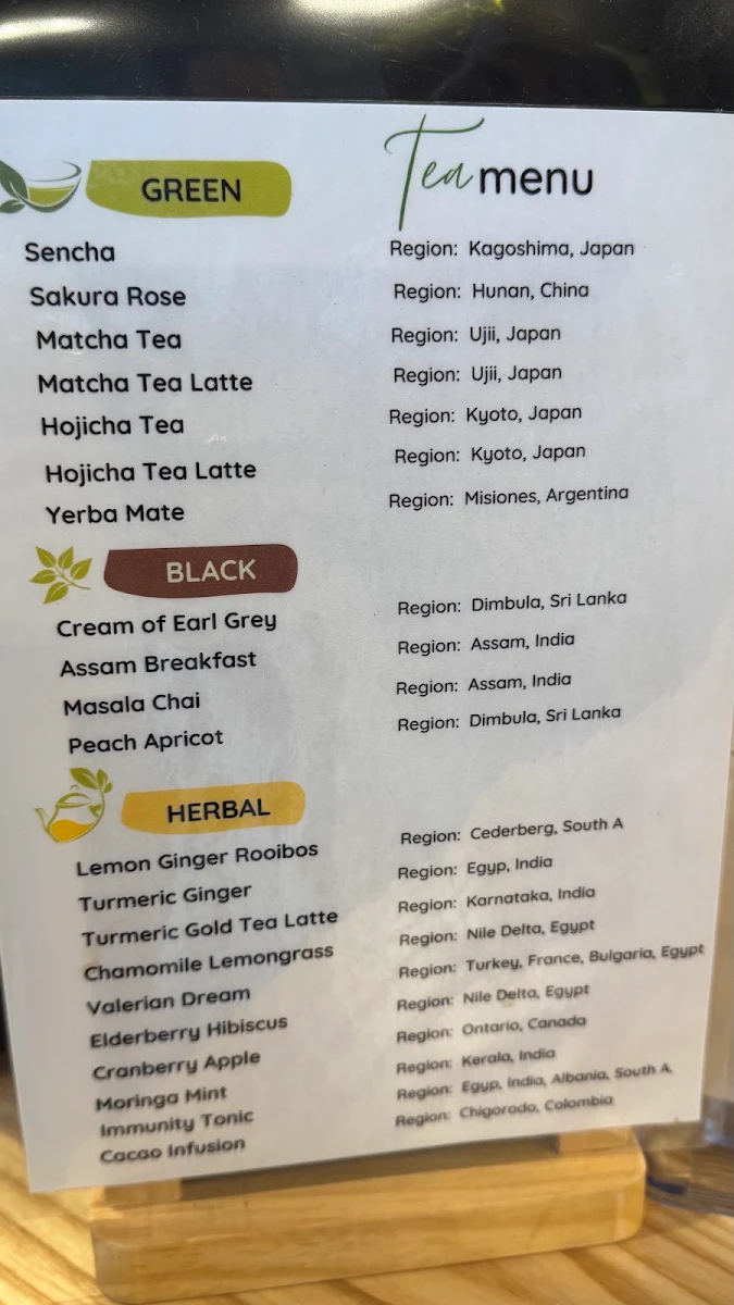 Menu, Birds & Beans Cafe