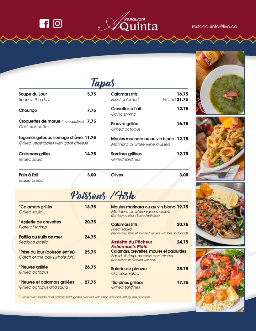 Menu, Aquinta
