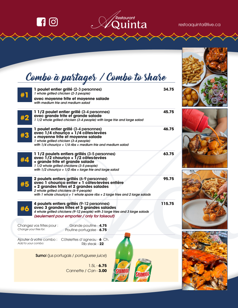 Menu, Aquinta