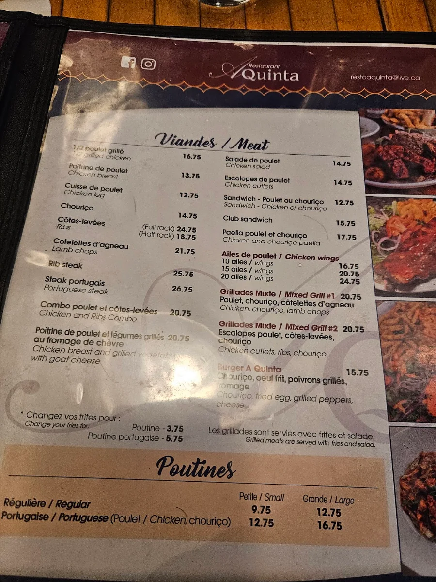 Menu, Aquinta