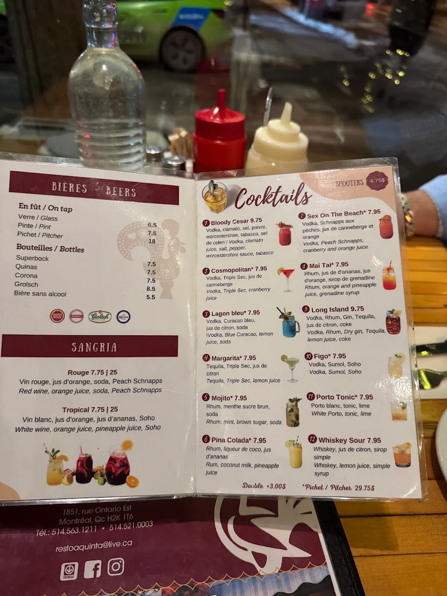 Menu, Aquinta