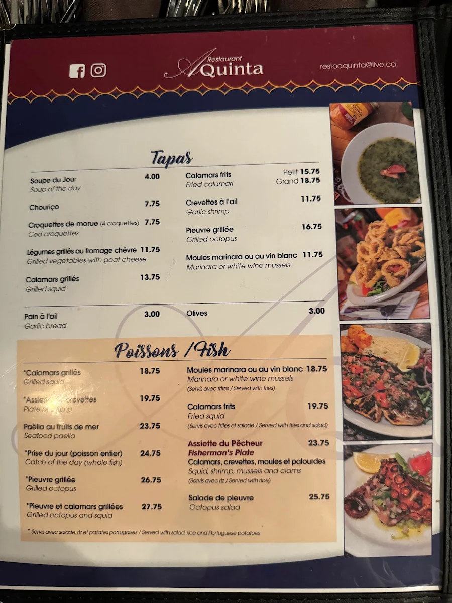 Menu, Aquinta