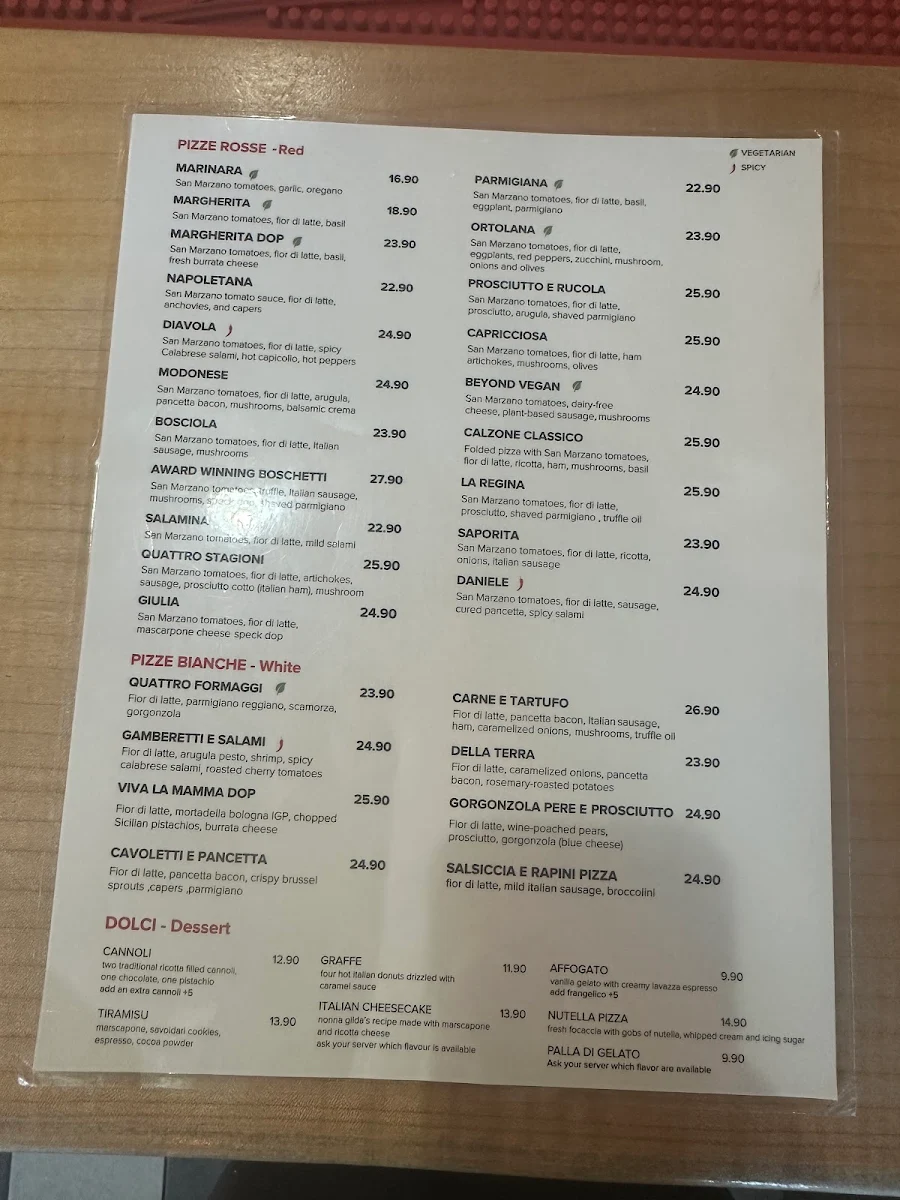 Menu, Doppio Zero Pizza - Italian Restaurant