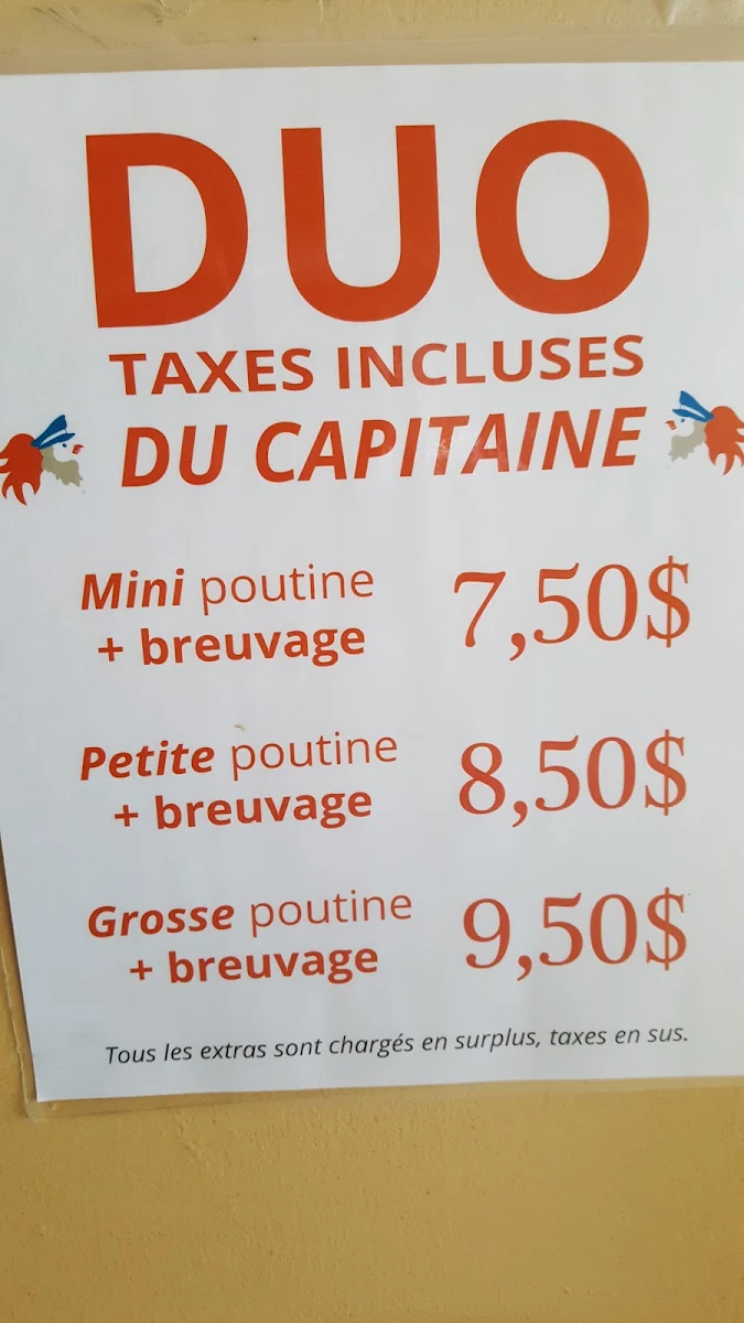 Menu, Capitaine Bob