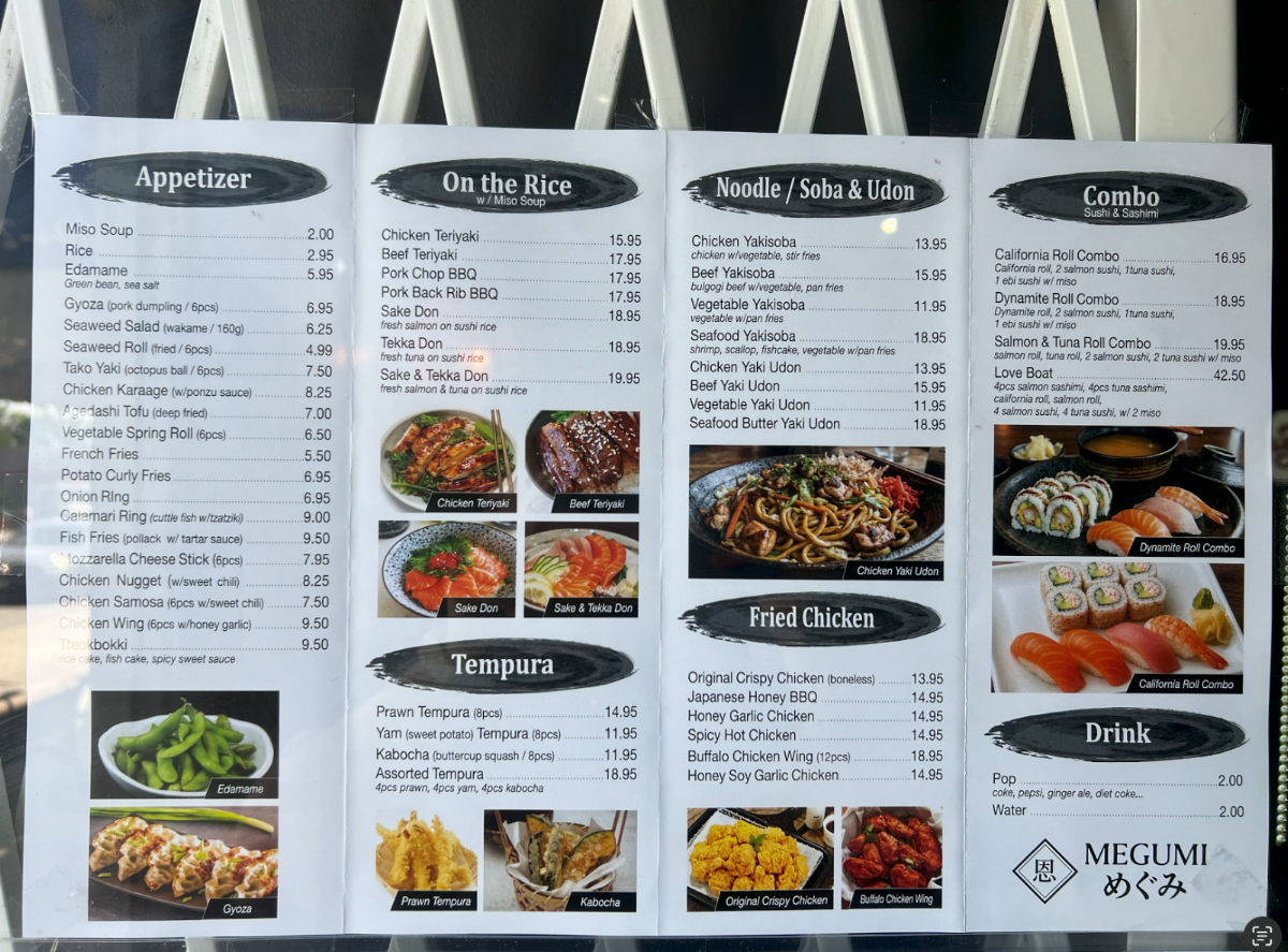 Menu, Megumi Sushi Vancouver