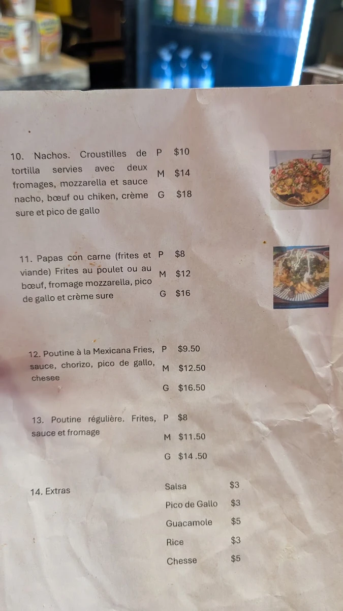 Menu, Le Taco fou