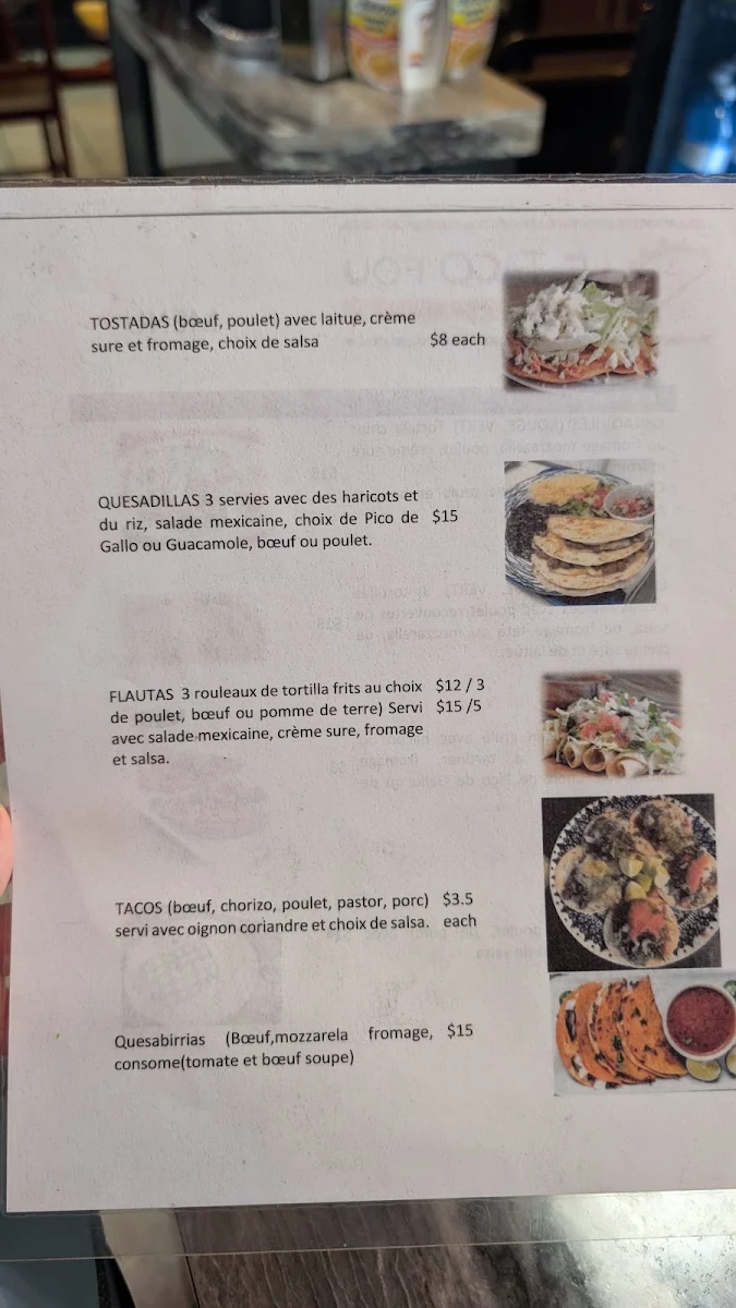 Menu, Le Taco fou