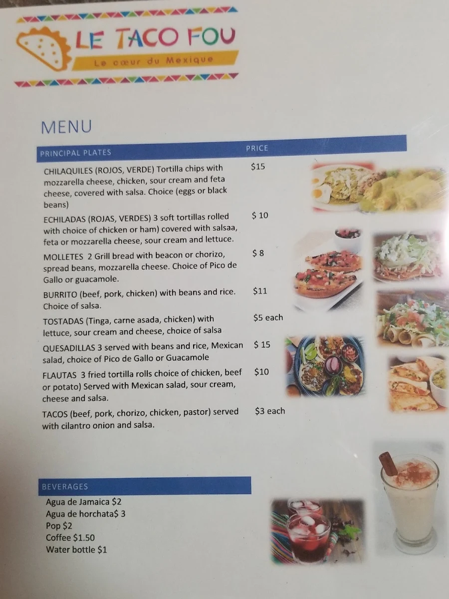 Menu, Le Taco fou