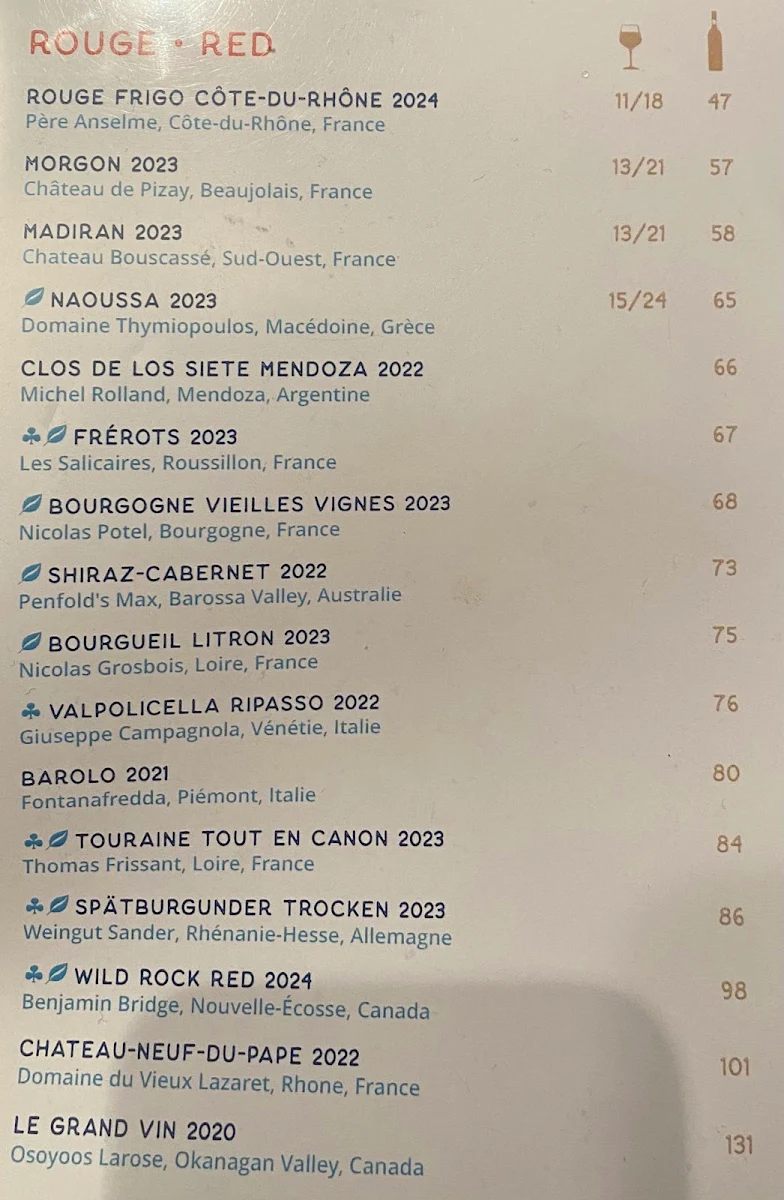 Menu, Pincette - Bar à Homard