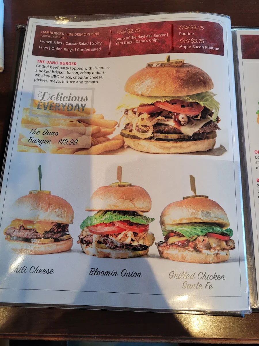 Menu, The Red Barn Restaurant & Dano's Lounge