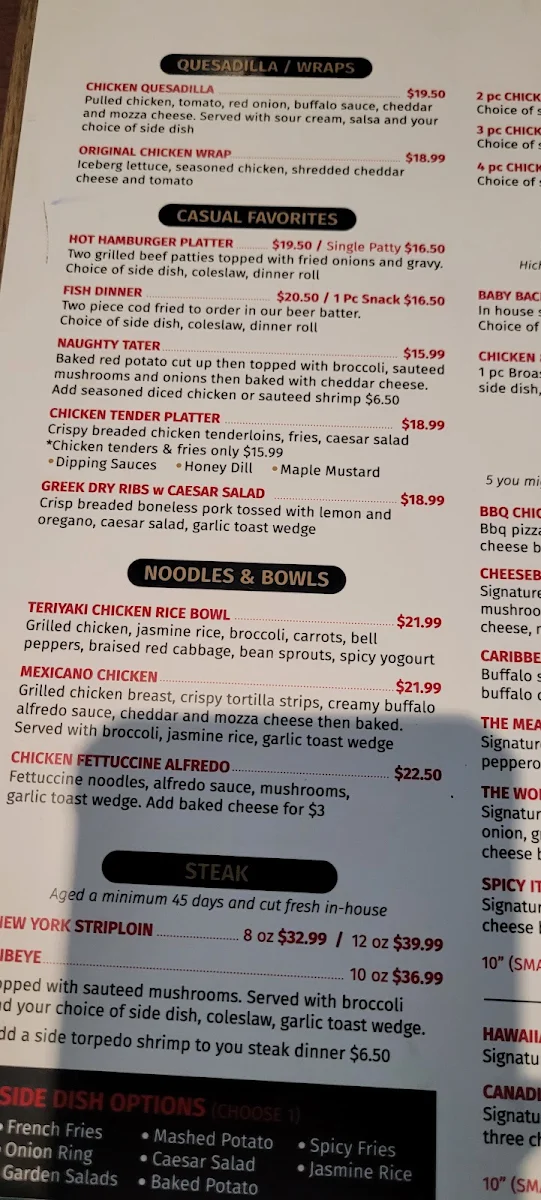 Menu, The Red Barn Restaurant & Dano's Lounge