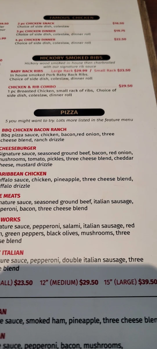 Menu, The Red Barn Restaurant & Dano's Lounge