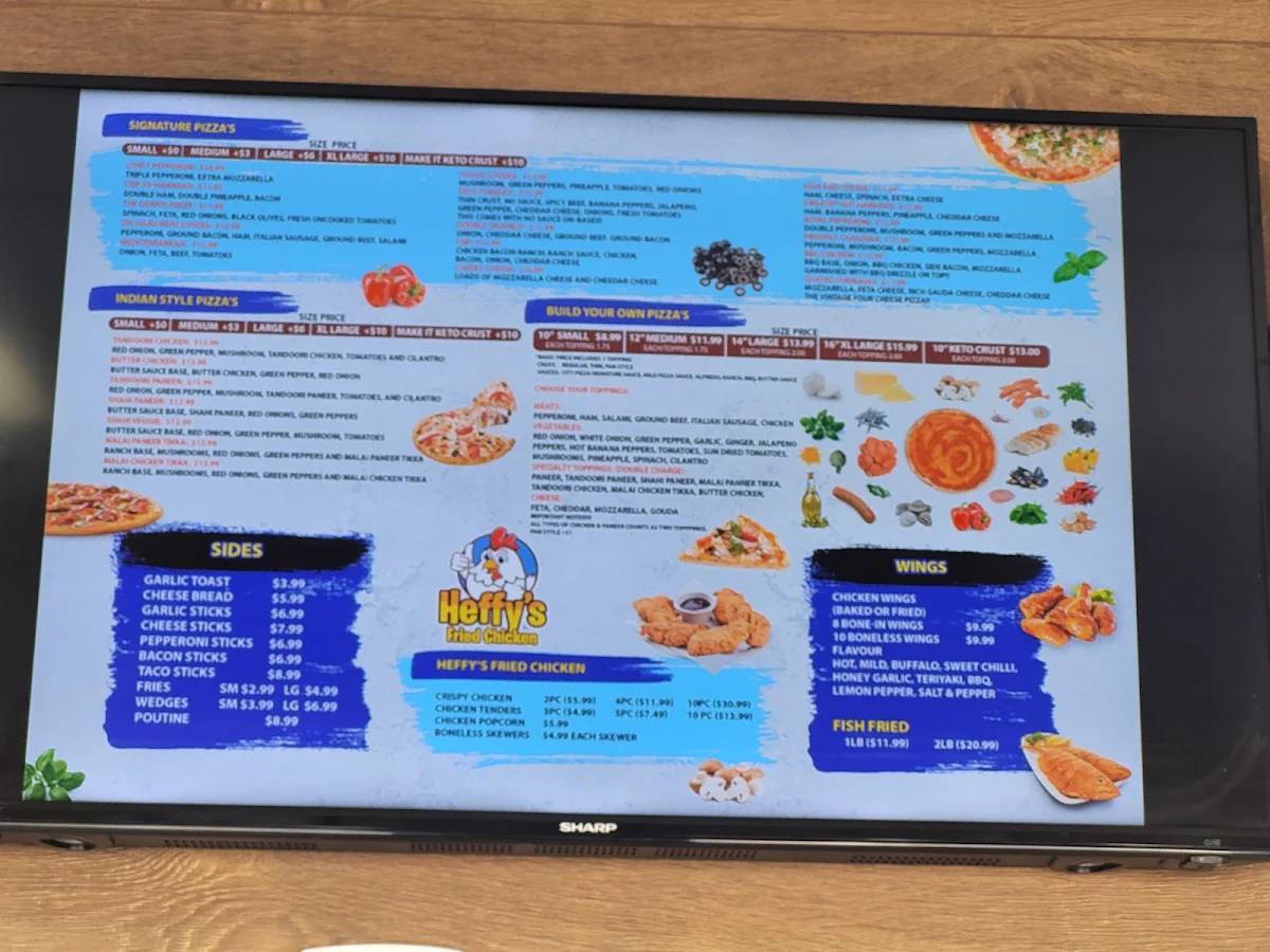 Menu, Winnipeg City Pizza & Grill