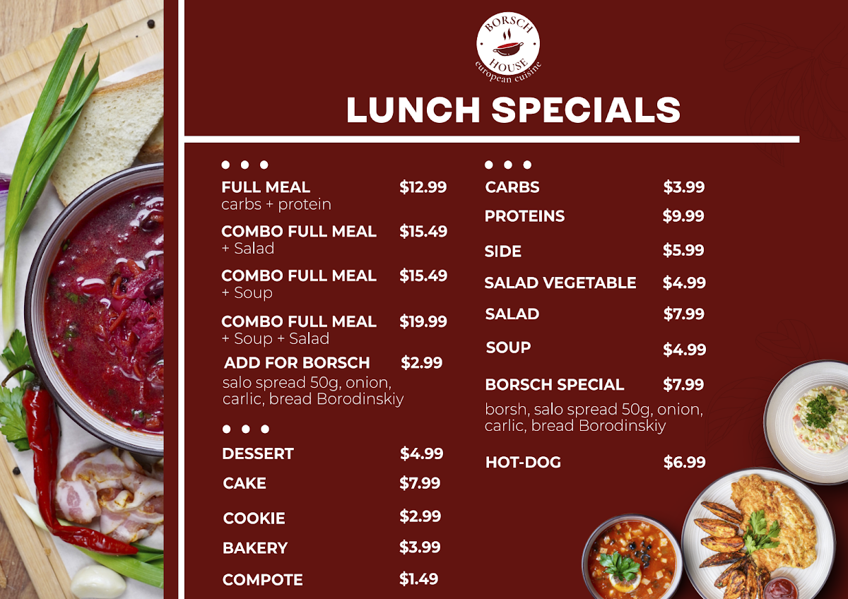 Menu, Borsch House