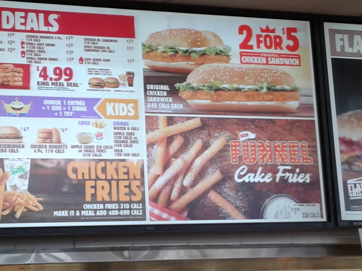 Menu, Burger King