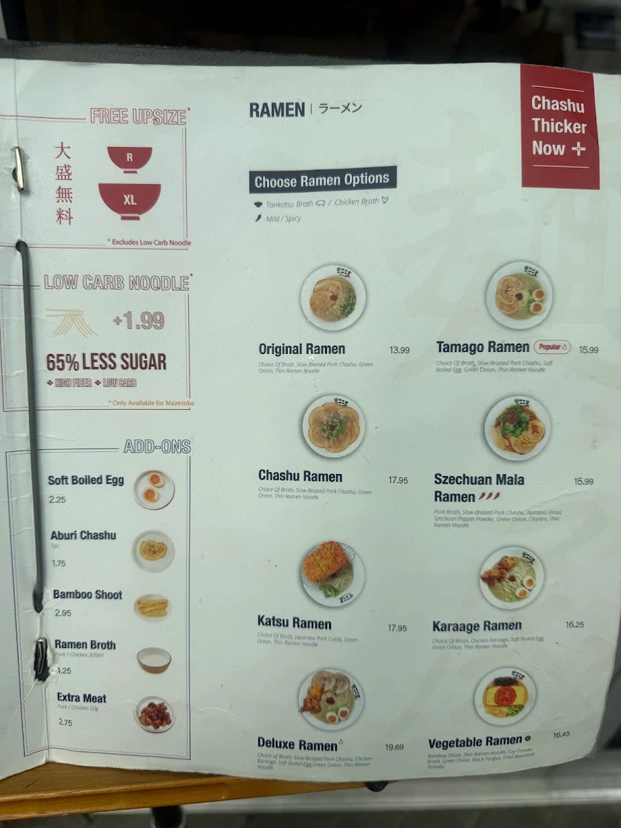 Menu, Kokoro Tokyo Mazesoba - Metrotown