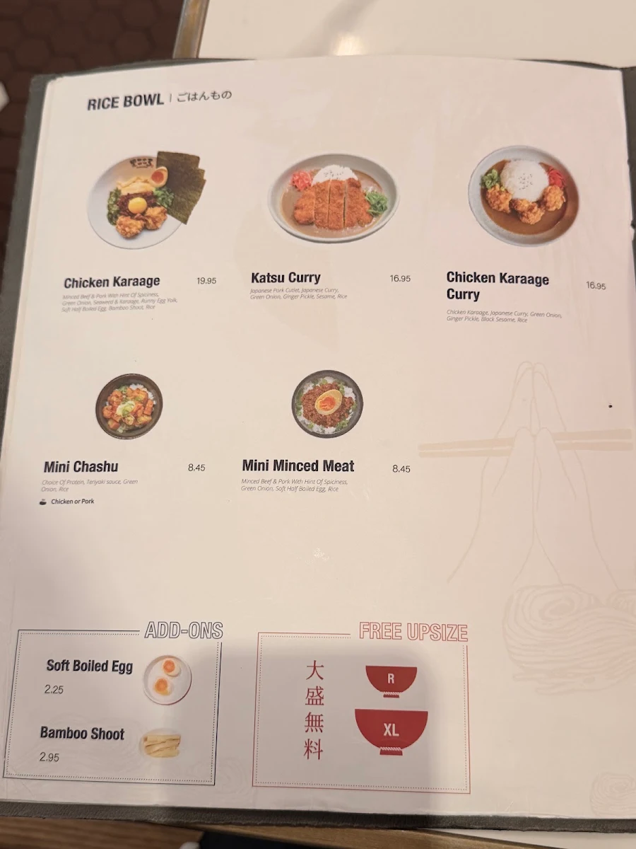 Menu, Kokoro Tokyo Mazesoba - Metrotown
