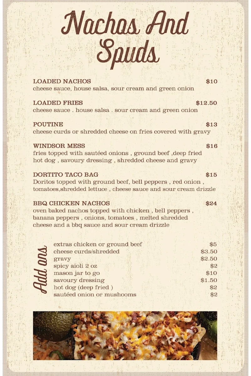 Menu, The Cat & Rooster Pub