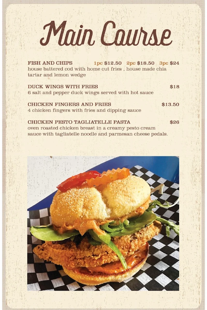 Menu, The Cat & Rooster Pub