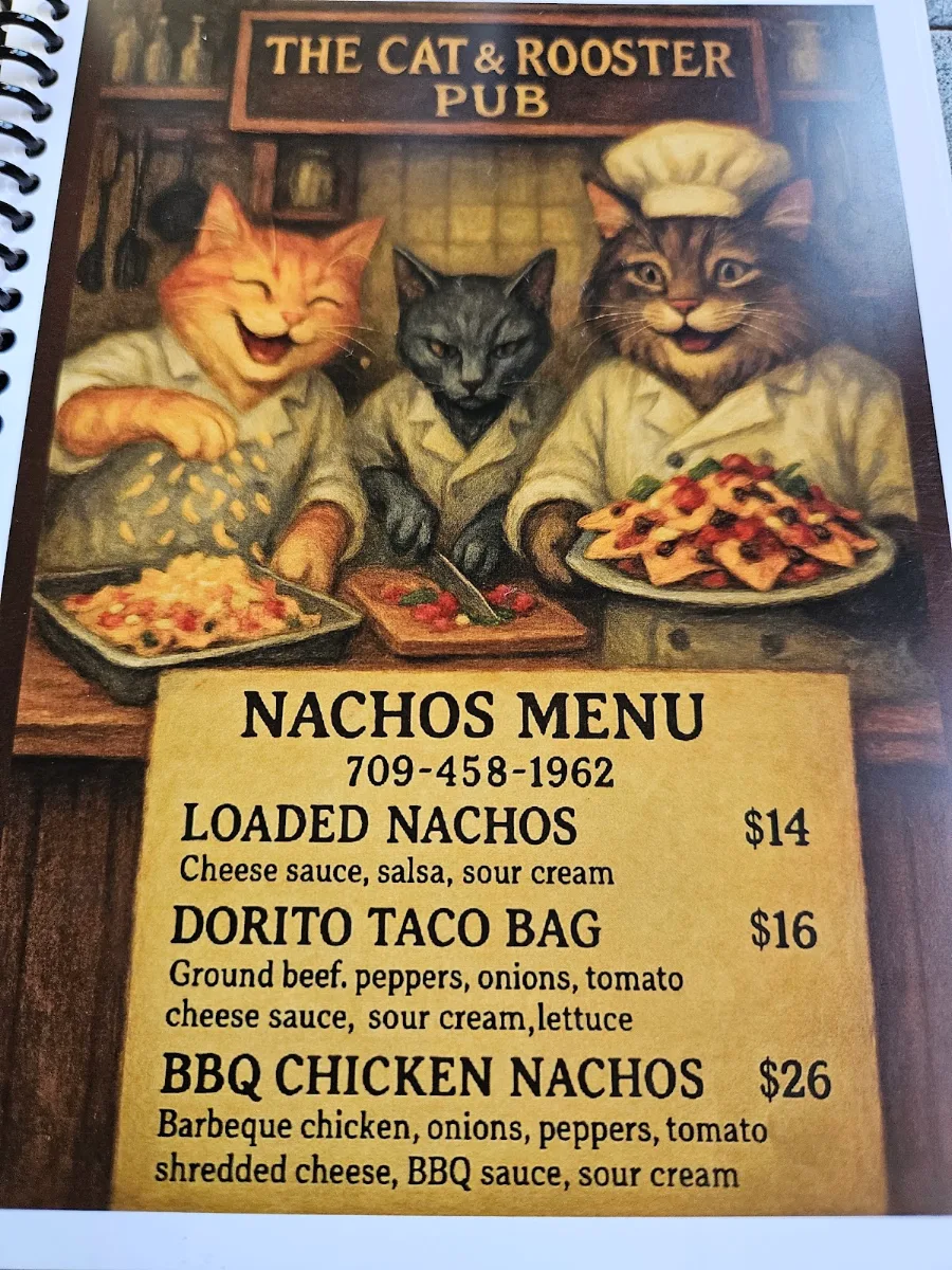 Menu, The Cat & Rooster Pub