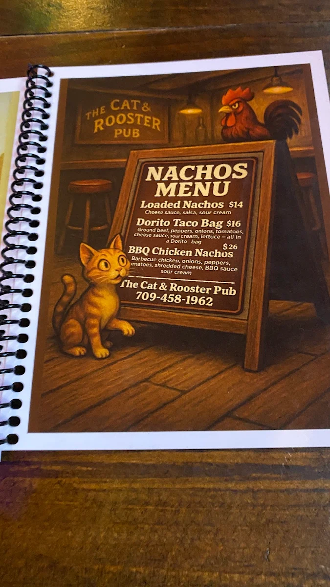 Menu, The Cat & Rooster Pub