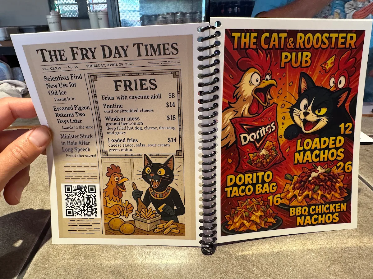 Menu, The Cat & Rooster Pub