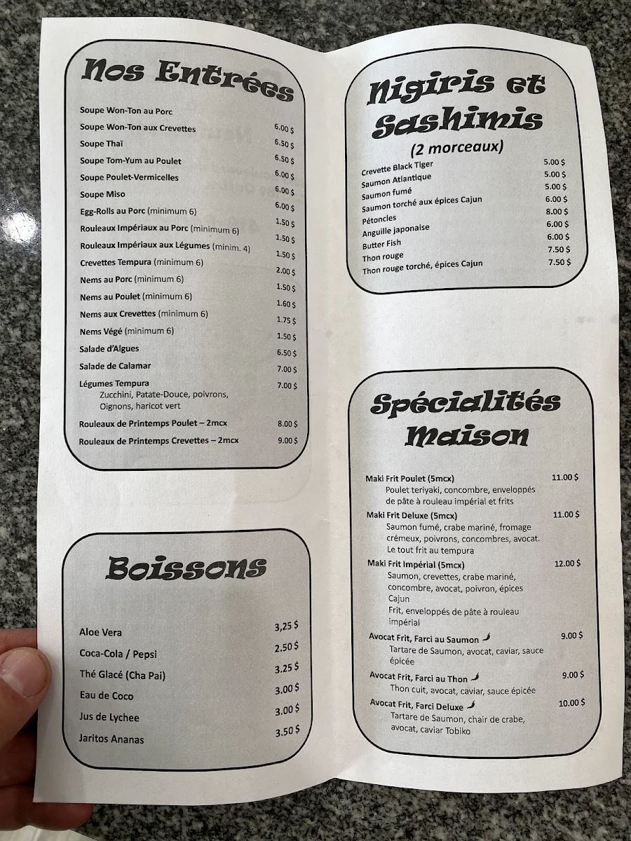 Menu, Doux Zen