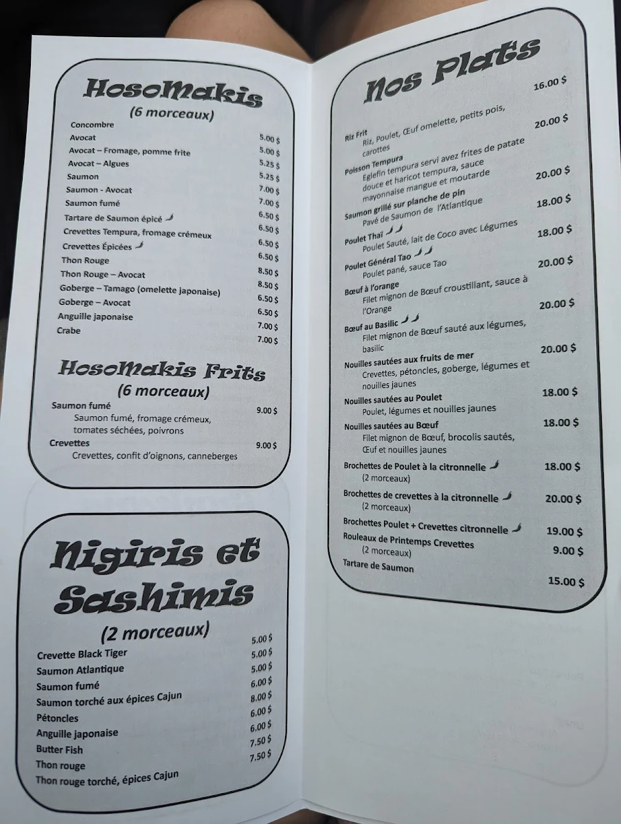Menu, Doux Zen