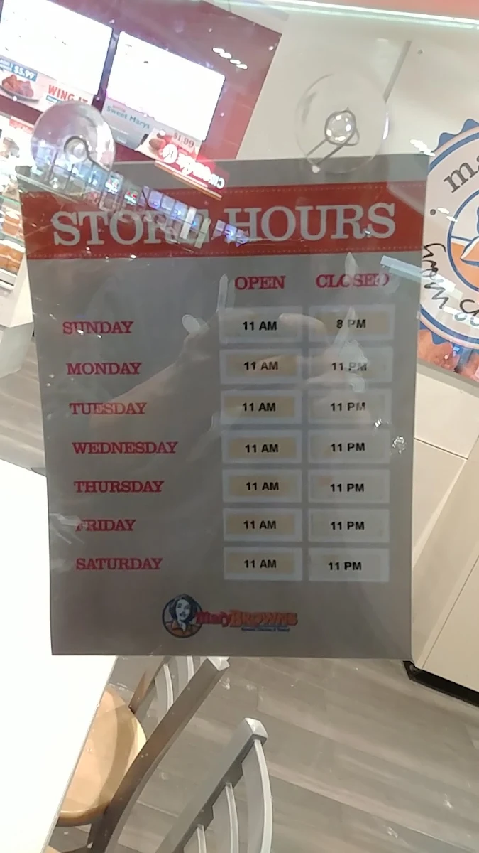 Menu, Mary Brown's Chicken