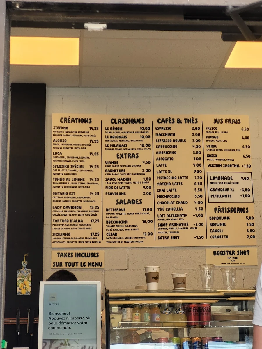Menu, Spedzira Caffè