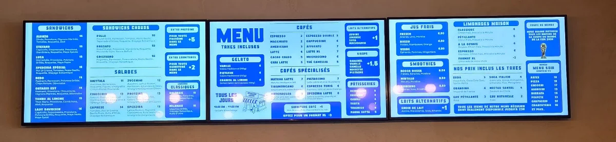 Menu, Spedzira Caffè