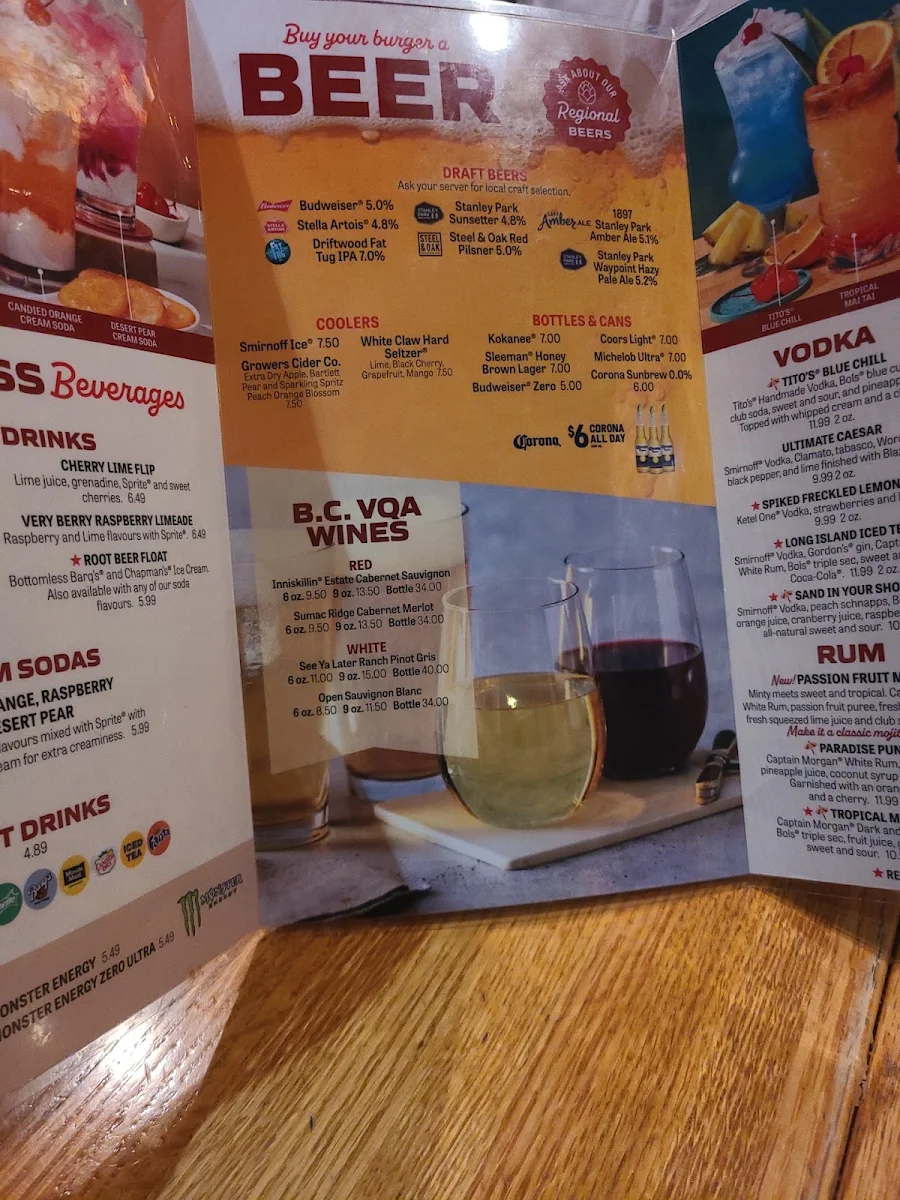 Menu, Red Robin Gourmet Burgers and Brews