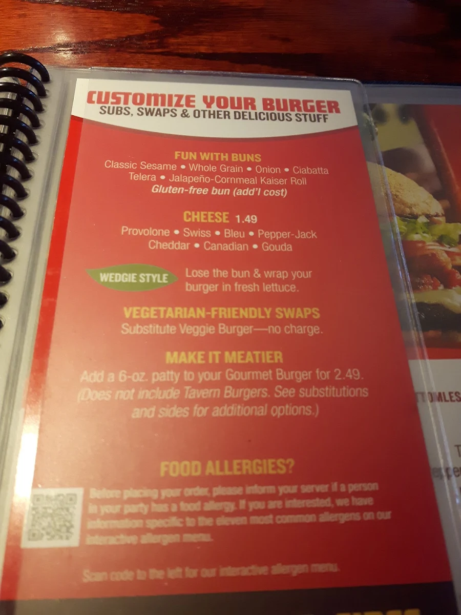 Menu, Red Robin Gourmet Burgers and Brews
