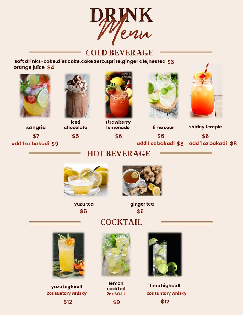 Menu, Mi-Ne Sushi
