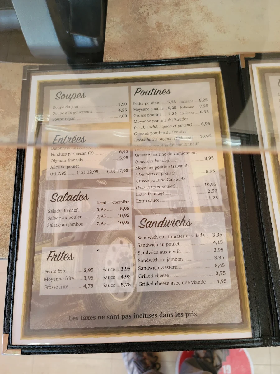 Menu, Restaurant Le Routier 167