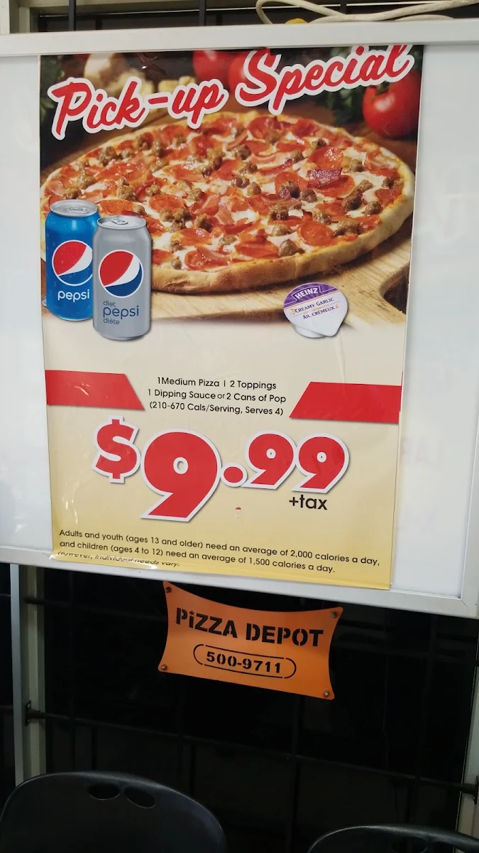 Menu, Pizza Depot