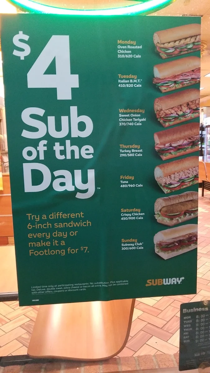 Menu, Subway