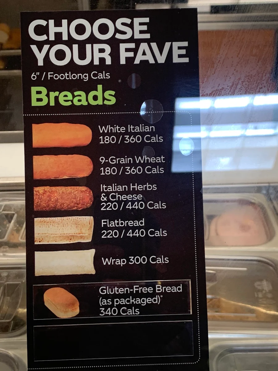 Menu, Subway