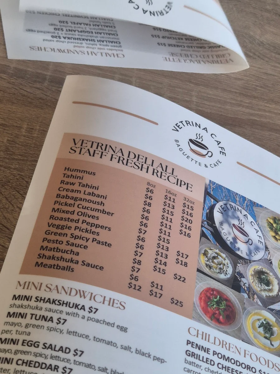 Menu, Vetrina Cafe