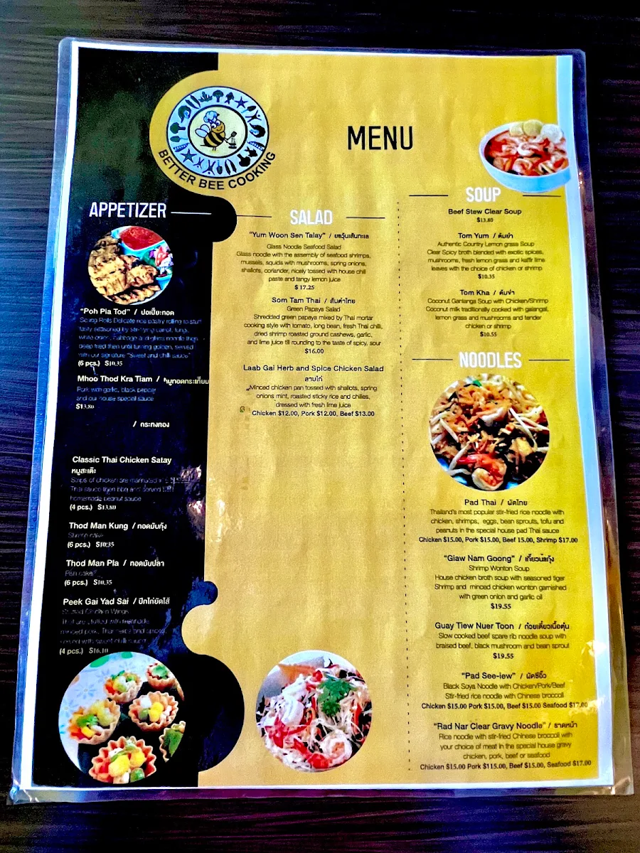 Menu, Better Bee Cooking