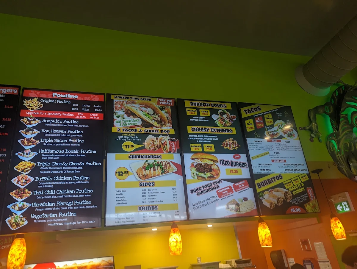 Menu, Cheese Curds Gourmet Burgers + Poutinerie