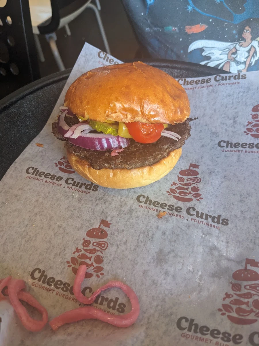 Menu, Cheese Curds Gourmet Burgers + Poutinerie