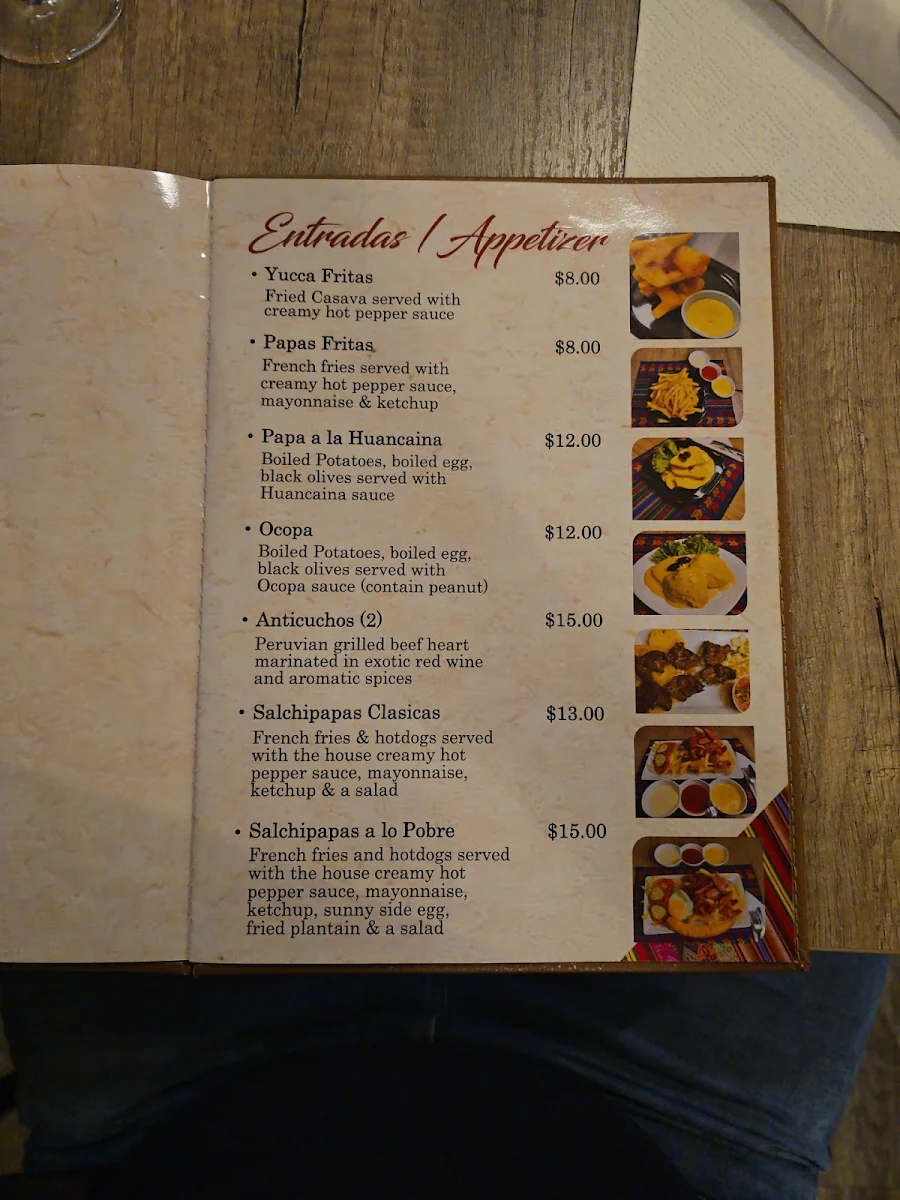 Menu, La Crema Peruvian Restaurant